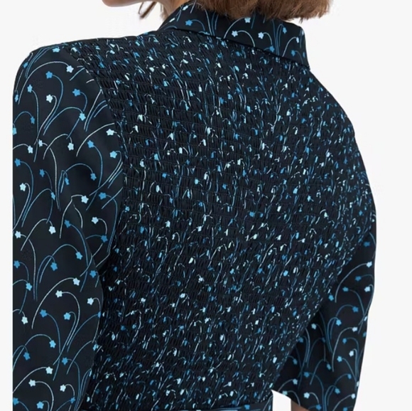 Kate Spade Star Floral Smocked Back Shirtdress Size 10 - Picture 3 of 10